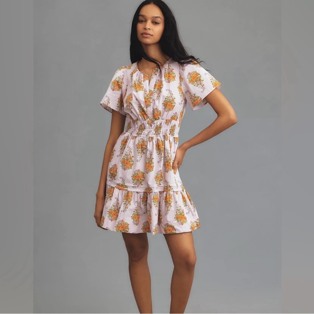 Anthropologie The Somerset Mini Dress Small Floral Purple